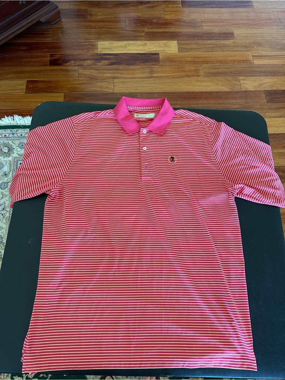 Donald Ross Men's Pink Striped Polo Shirt - Classic Short Sleeve Size XL